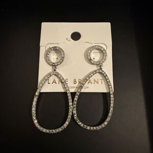 Lane Bryant Silver Oval Crystal Earrings